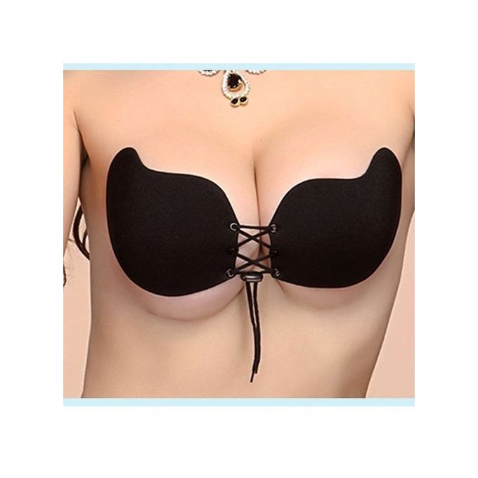 Flama Women Sexy Strapless Instant Breast Lift Invisible Silicone Push Up Bra Bk C Black Prix 