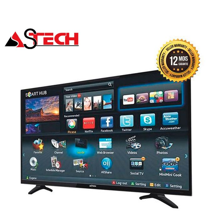 Astech Téléviseur Smart TV LED 55 Pouces - Full HD - Garantie 12 Mois -  Noir - Prix pas cher