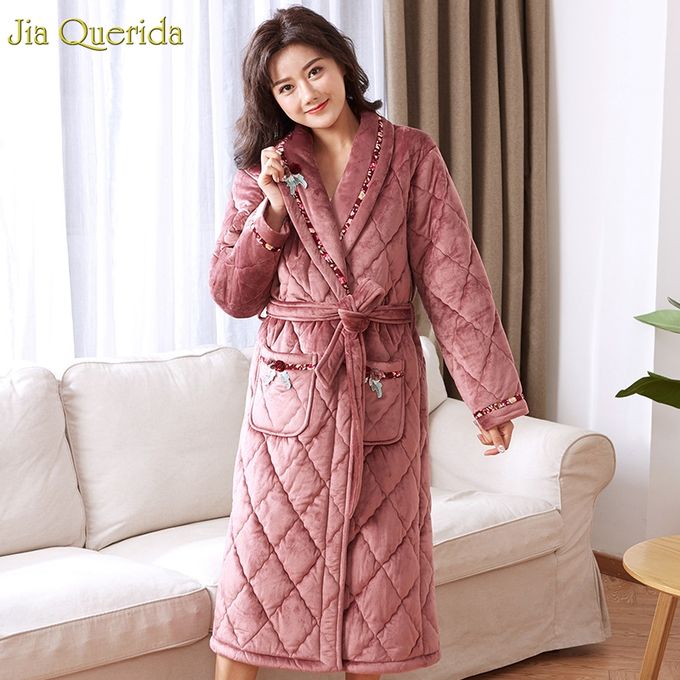 Generic Robe Elegante Femme Robe Chaude Robe De Chambre Femmes