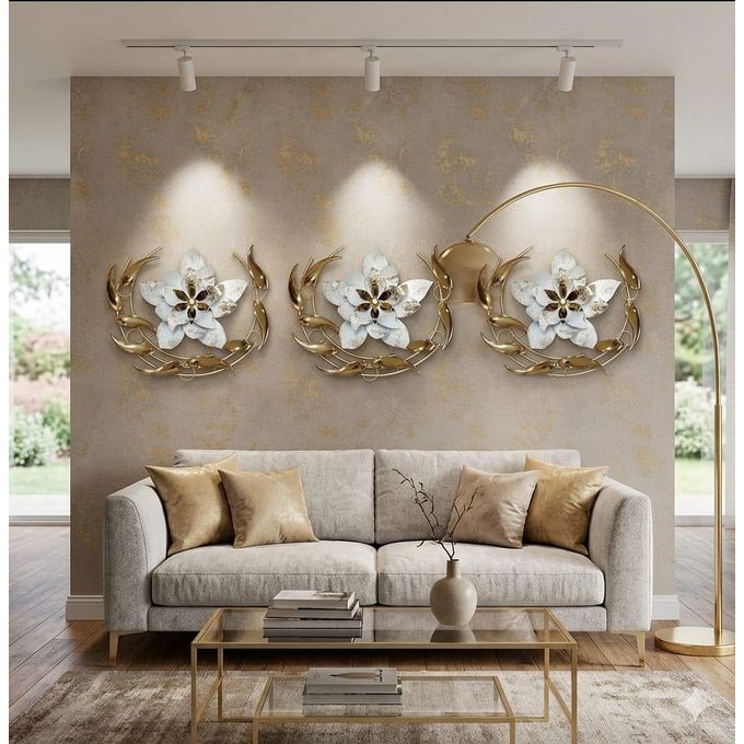 Generic Tableau decoration mural 3 pcs en metal pvd - Prix