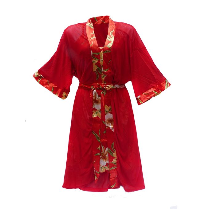 Chemise De Nuit Femme Kimono Japonaise Avec Dessin Fleur Jolie Vêtement De Nuit Exotique Rouge