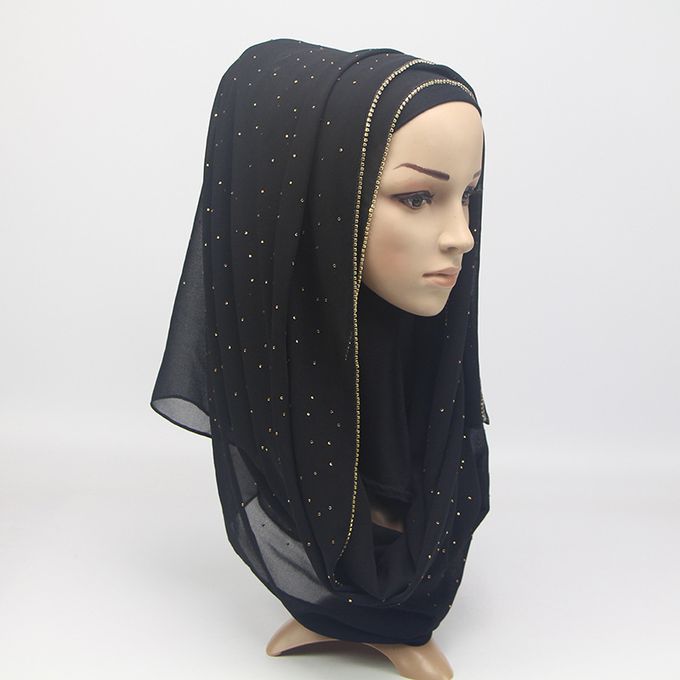  Le Voile  Voile  hijab  en soie perl e Noir Prix pas 