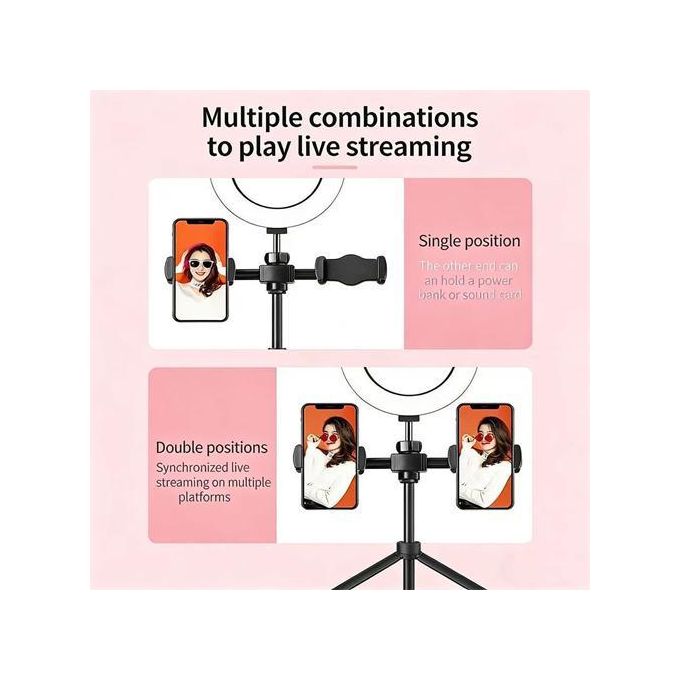 Support Téléphone Avec Lumière LED Pour Enregistrement Vidéo - Pied Extensible Et Rotatif - Universel