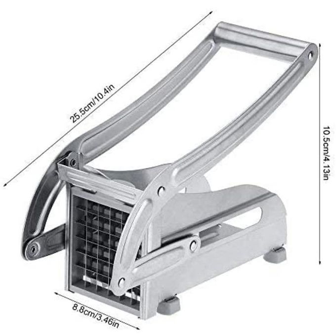 Coupe-frites Avec 2 Lames Inox – Pour Pommes De Terre, Carottes, Concombres – Poignée Ergonomique – Facile à Nettoyer – Vert Et Blanc