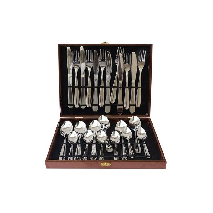 Ensemble Couverts 24 Pièces 6 Personnes Manche Fin Un Service Table Inox  Couteau Fourchette Cuillère. - Cdiscount Maison