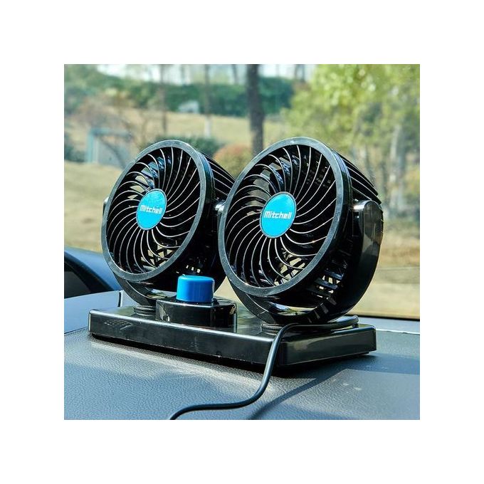 Ventilateur Voiture Double Tête,Ventilateur De Bureau  Avec2Vitesses,12V,24V,Pour La Réfrigération Interne De Voiture.  (Noir,1[H8740] - Cdiscount Auto