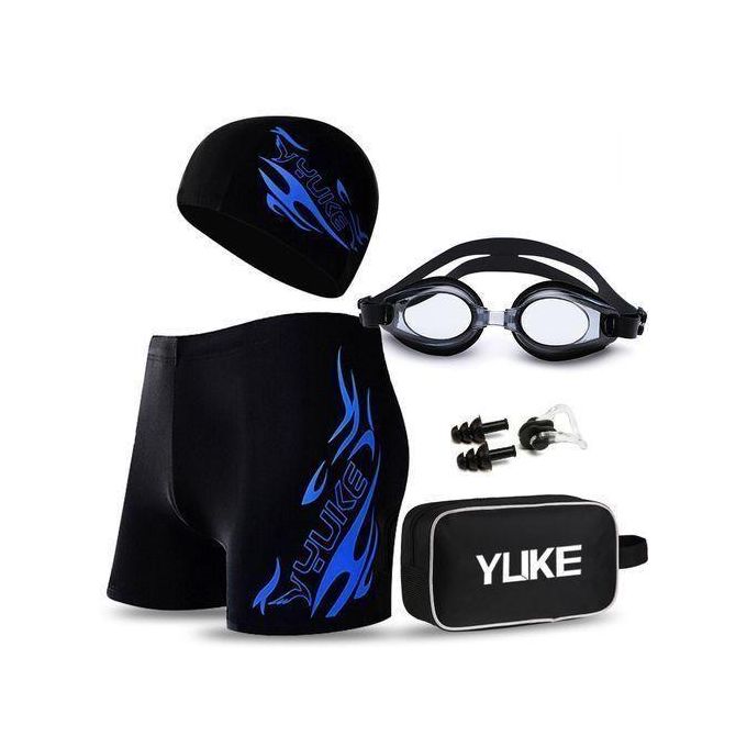 Yuke Men Swimming Set Includes Swim Trunks Glasses Cap