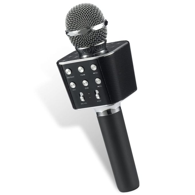 Microphone karaoké avec haut-parleur sans fil intégré. Modèle : KG12 (noir)  – MINISO Maroc