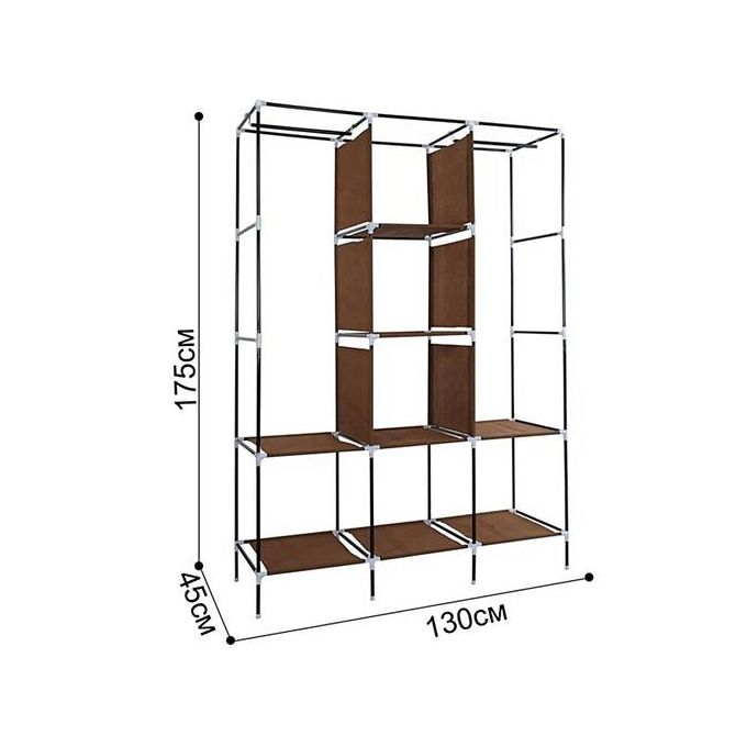 Generic Armoire Penderie 3 Battants Bleu 130 X 45 X 175 Cm