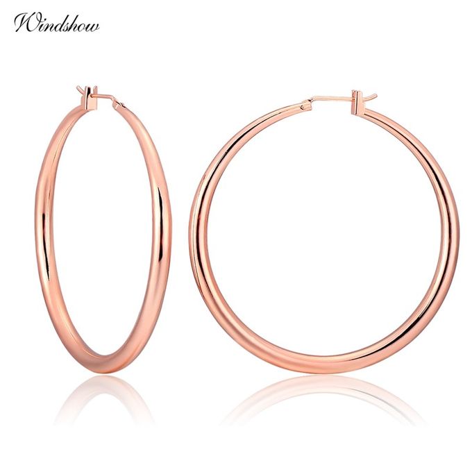 Generic Windshow Yellow Rose Gold Color Circles Large Big Creole Hoops Earrings For Women Girls Jewelry Pendientes Aros Aretes Ohrringe Rose Gold Color Hon Prix Pas Cher Jumia Sn