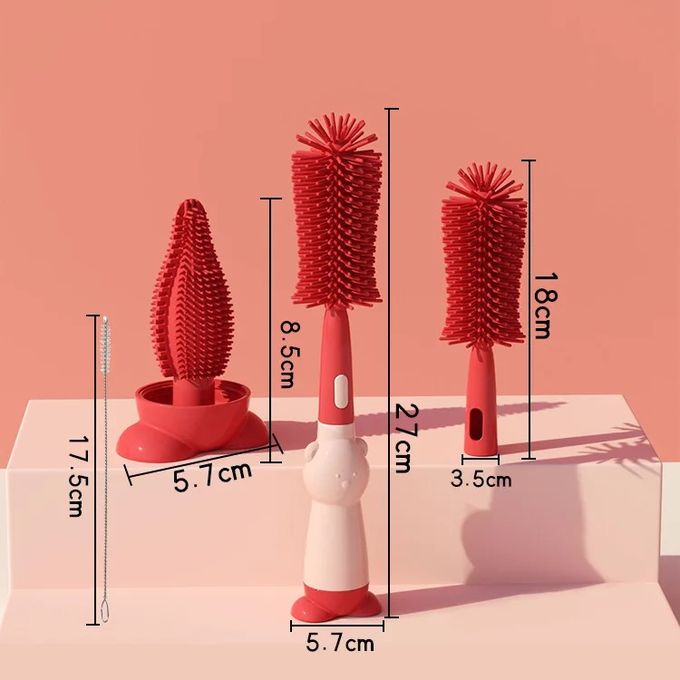 2 pièces Brosse à biberon en silicone Brosse à tétons rotative à 360 degrés  pour bébé Brosse à paille Ensemble de nettoyage combiné (bleu)