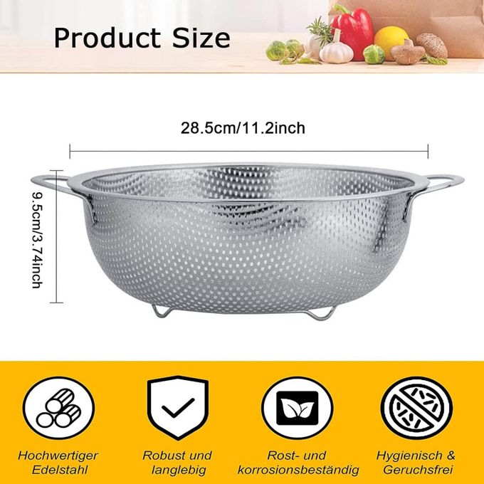 Lot De 2 Passoires De Cuisine 22 Cm Acier Inoxydable - Passoire à Pâtes Avec Poignée - Passe Au Lave-Vaisselle