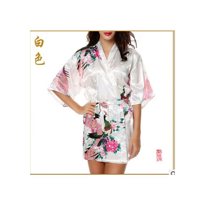 Generic Femmes Robe De Chambre Soie Kimono Satin Robe Sexy Shorts