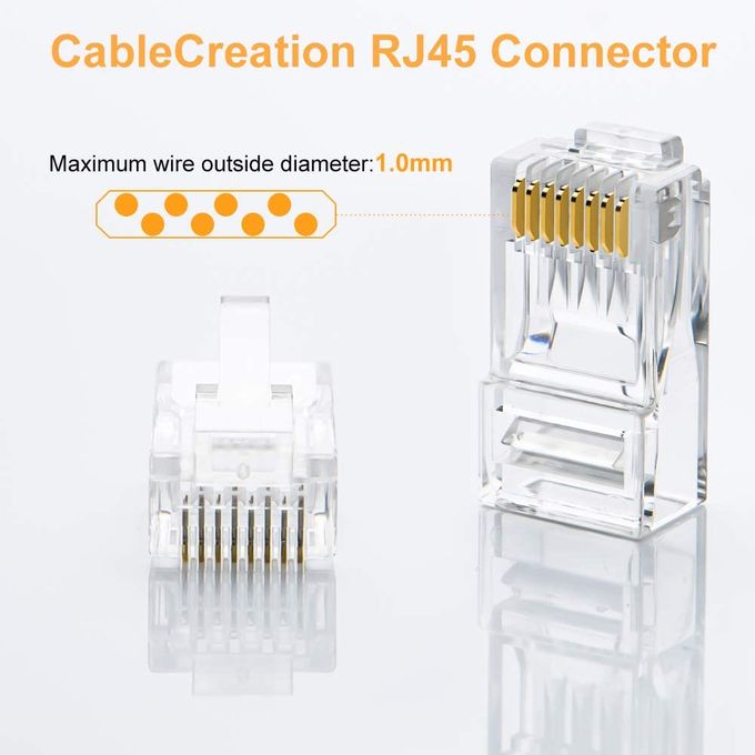 TC2i Connecteur RJ45 Ethernet, Lot de 50 Fiche RJ45 Ethernet Réseau  STP/FTP/UTP 8P8C pour Câble Solide et Câble Standard Cat 5 Cat 5e Cat 6 Cat  6a - Prix pas cher