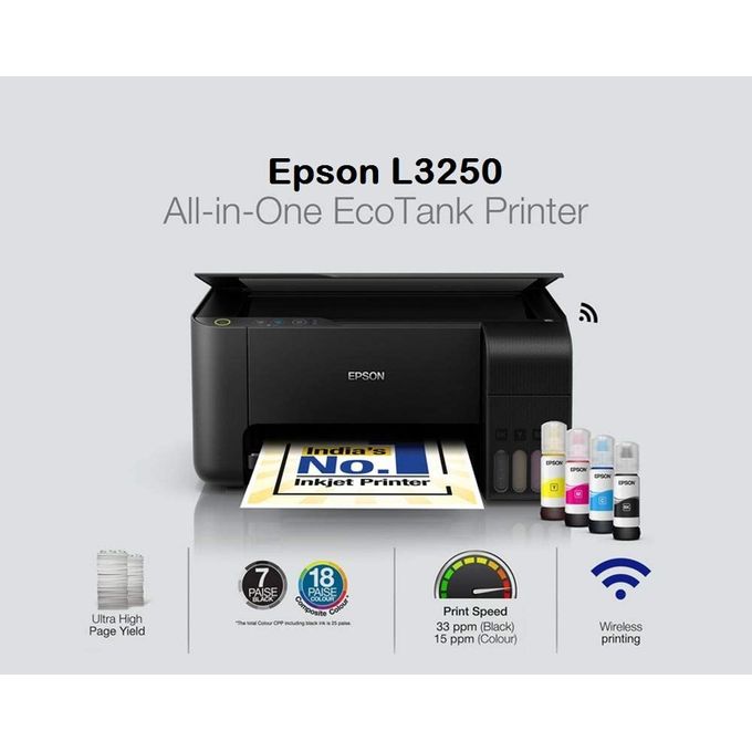 Imprimante à réservoir d'encre tout-en-un Wi-Fi Epson EcoTank L3250 A4 -  Vente matériels et accessoires informatique au Sénégal