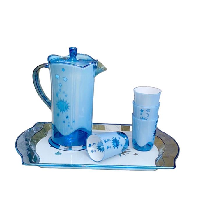 Generic Ensemble de 6pièces en verre+carafe+plateau dorée - Prix pas cher