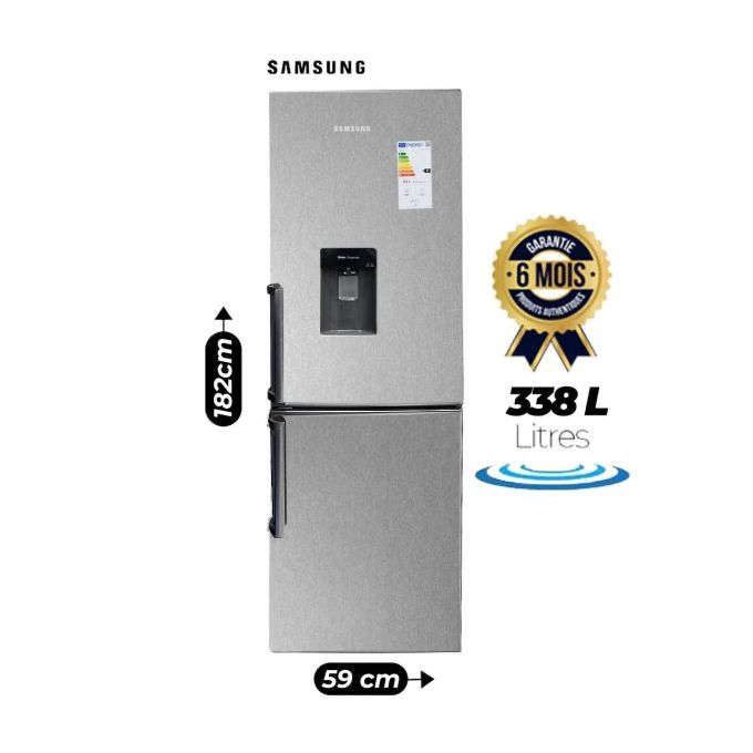 REFRIGERATEUR COMBINE 321L SAMSUNG RB33 J3700SA DIST D'EAU GRI 186X64