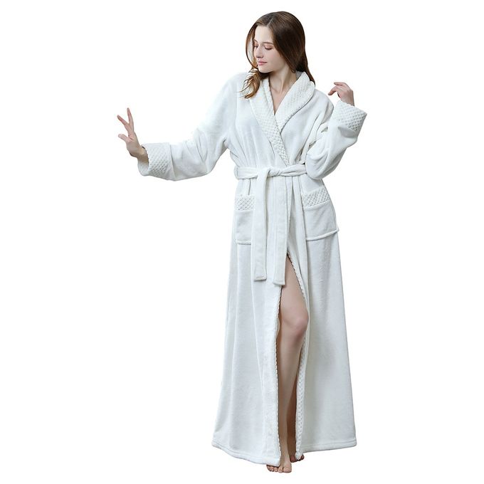 Generic Femmes Peignoir Hiver Epaissir Chaud Flanelle Peignoir De