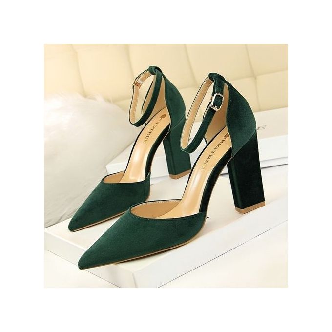green thick heels