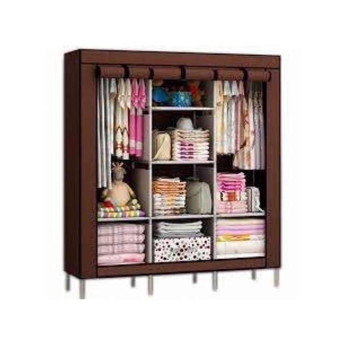 White Label Armoire Penderie En Tissu 3 Battants Marron Prix