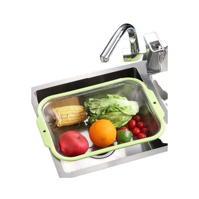 Herogo Passoire à pâtes en acier inoxydable de 20 cm avec poignée, passoire de cuisine micro-perforée pour pâtes, fruits, légumes, antirouille et poli, saine et passe au lave-vaisselle, en métal