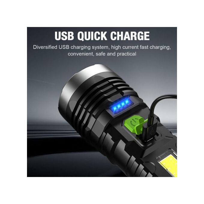 Sans Marque Lampe Torche Solaire - 6 Modes D'éclairage - USB - 5W - 1200mAh  - Étanche à prix pas cher