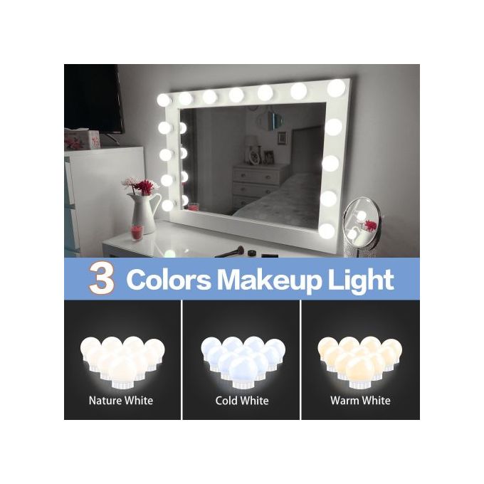 Dilwe Miroir pare-soleil Voiture Pare-Soleil Maquillage Miroir Surround LED  Lumières Écran Tactile Plug and Play avec Clip - Cdiscount Maison