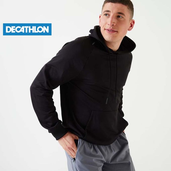 Sweat crew à capuche Fitness homme - 100 Noir - Decathlon Cote d