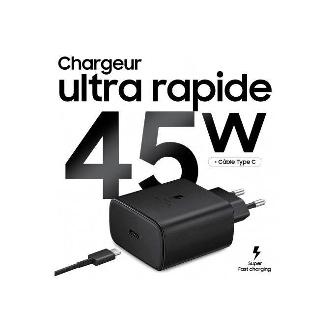 Samsung Chargeur ultra rapide 45W, S20 S22 Ultra, Compatible avec appareil  USB-C - Prix pas cher