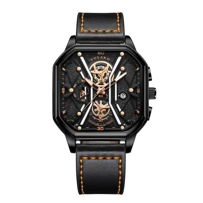 Montre Festina Homme Bracelet en cuir noir Cadran carré noir Chronographe