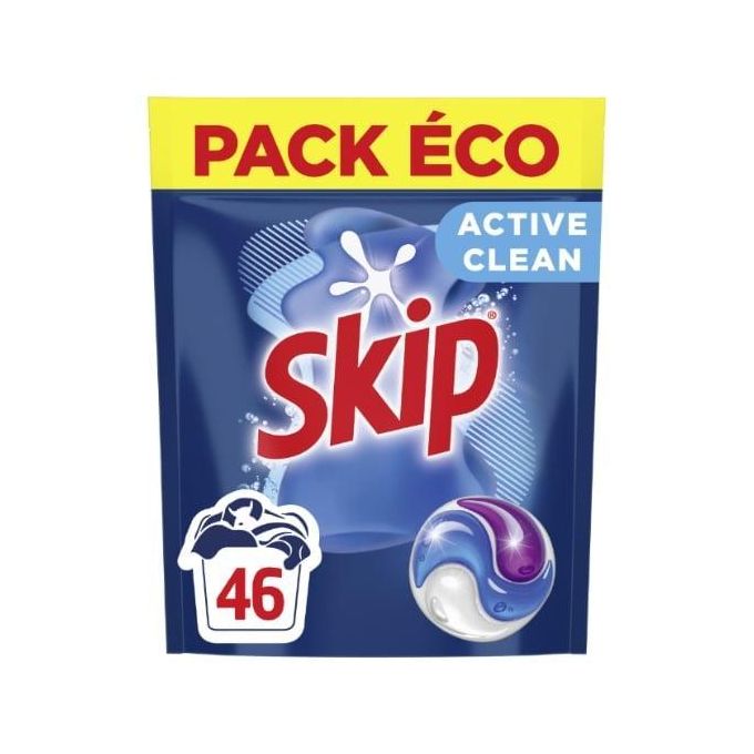 Skip Capsules Lessive Active Clean – Pack Éco 46 Lavages