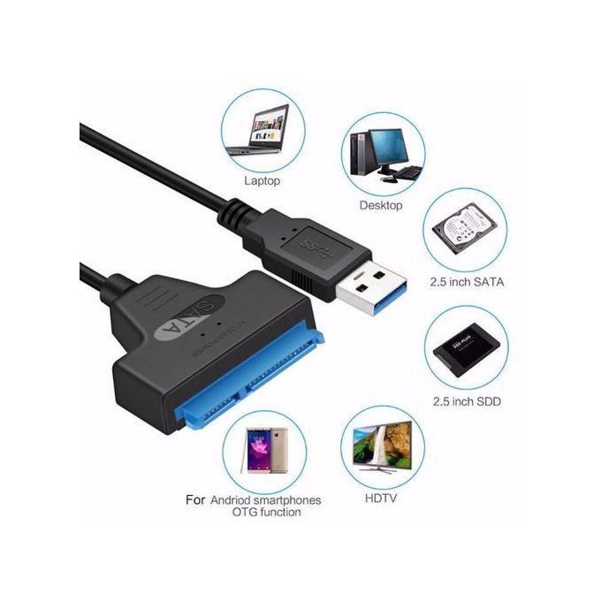 Adaptateur USB 3.0 Vers Disques Durs SSD SATA 2,5 - Câble Adaptateur USB  Vers SATA - Noir